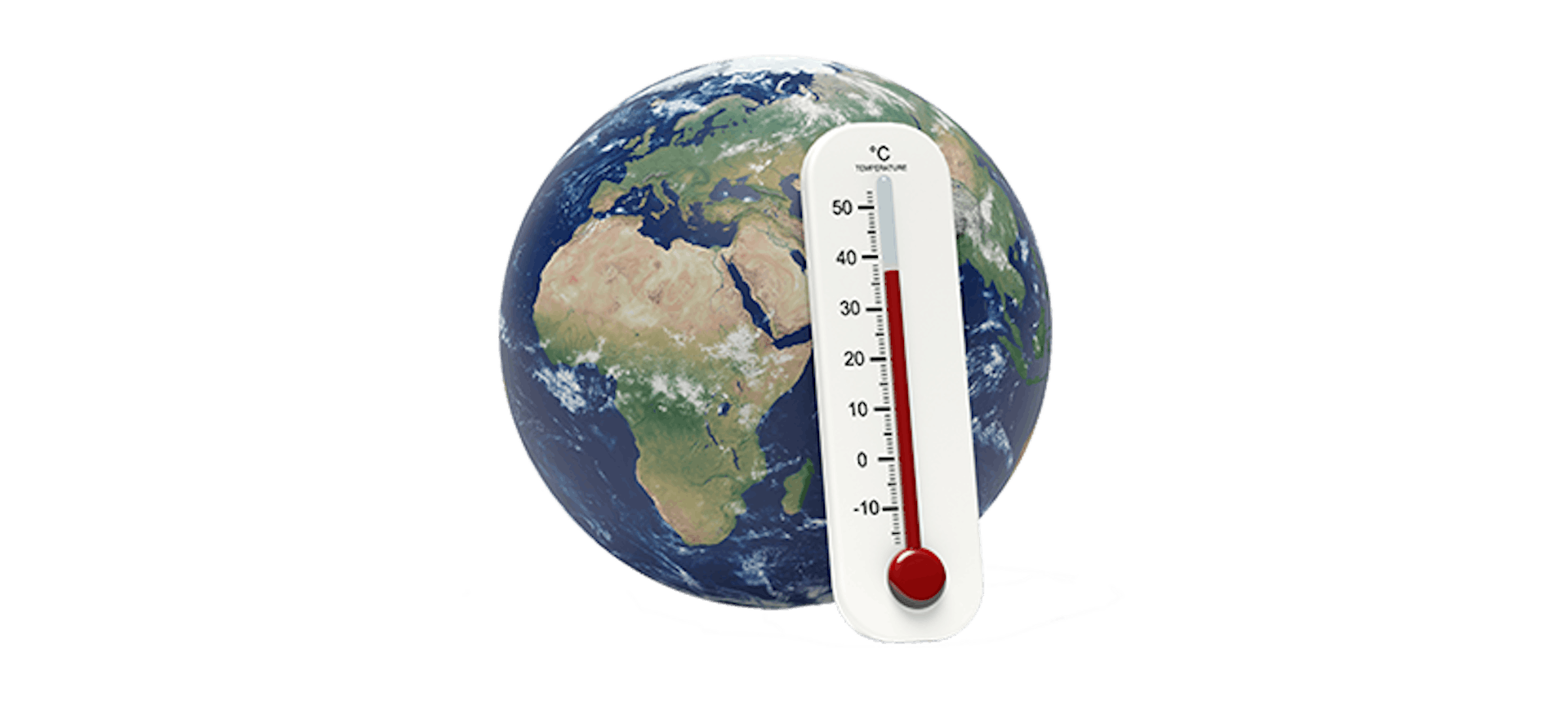 La planète Terre avec un thermostat qui représente la hausse des températures
