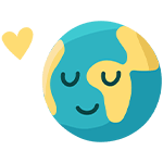 Illustration d'une planète avec un coeur jaune