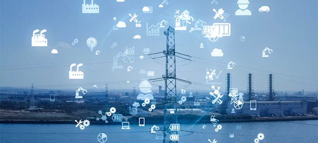 Un pylône avec des icônes divers : la chaîne de l'énergie
