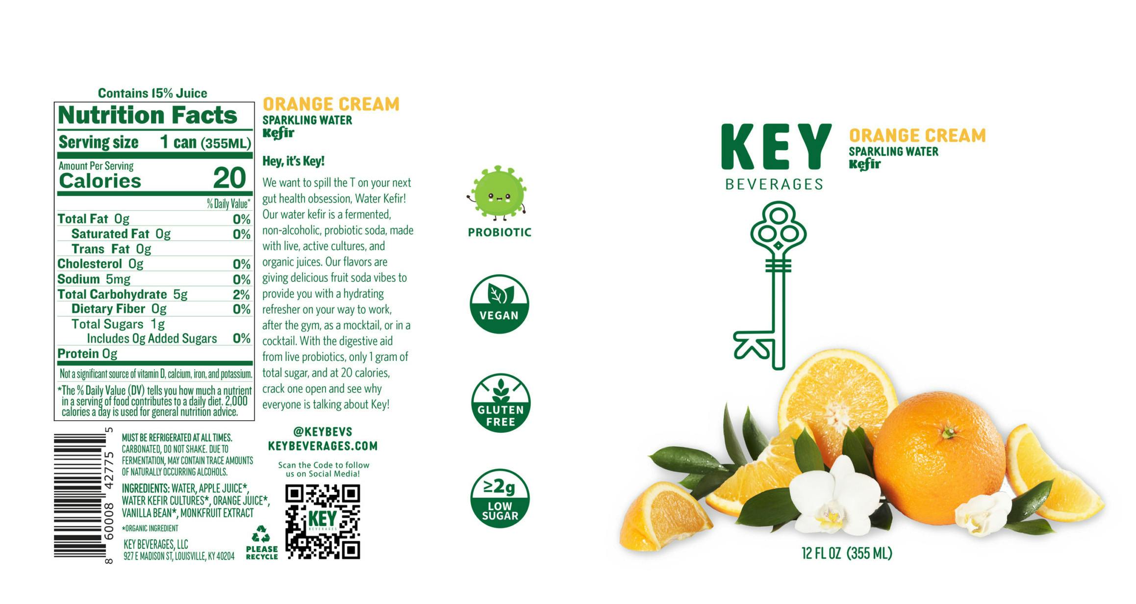 Key Beverages KFR Orange Cream Label