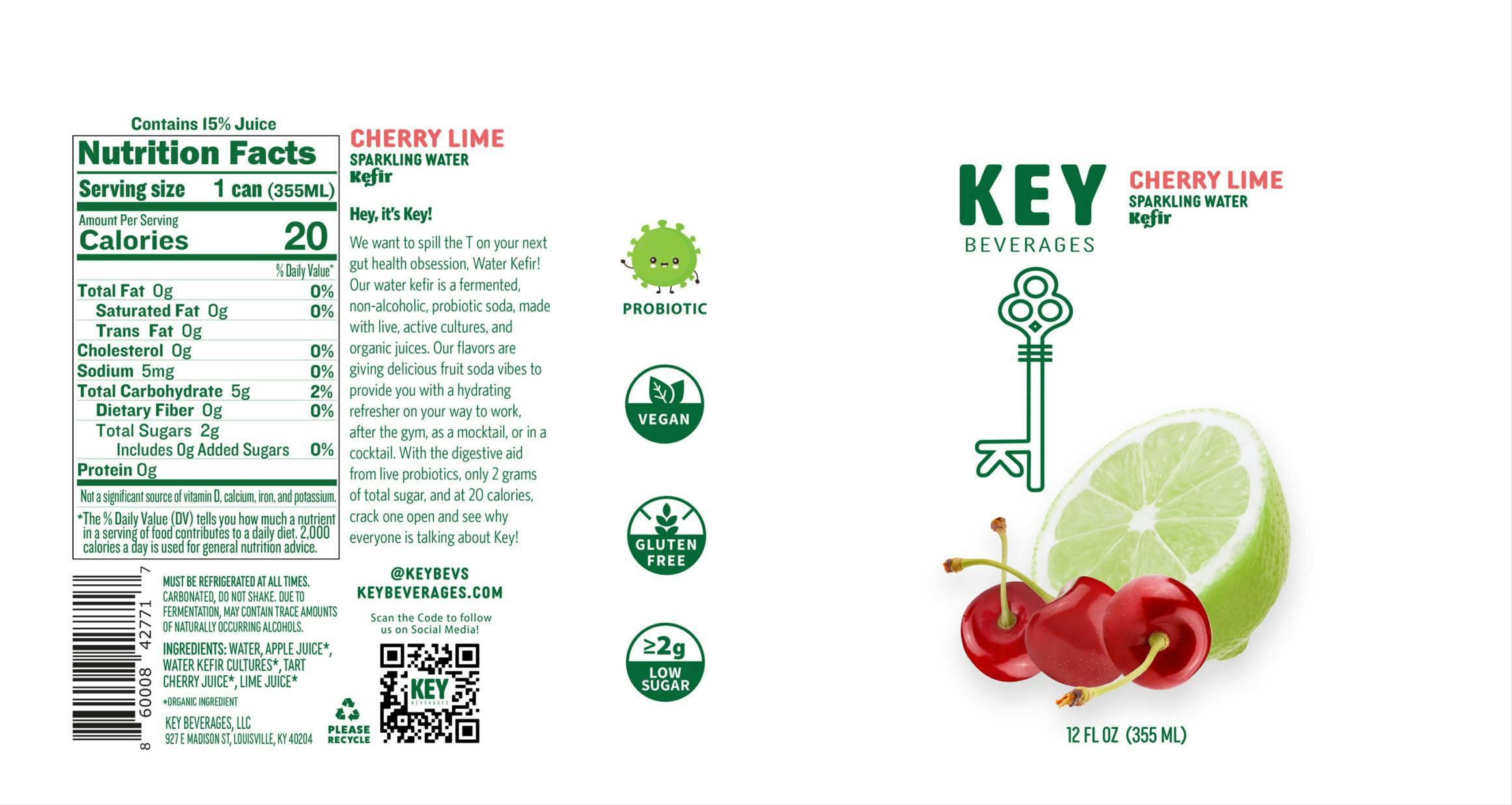 Key Beverages KFR Cherry Lime Label