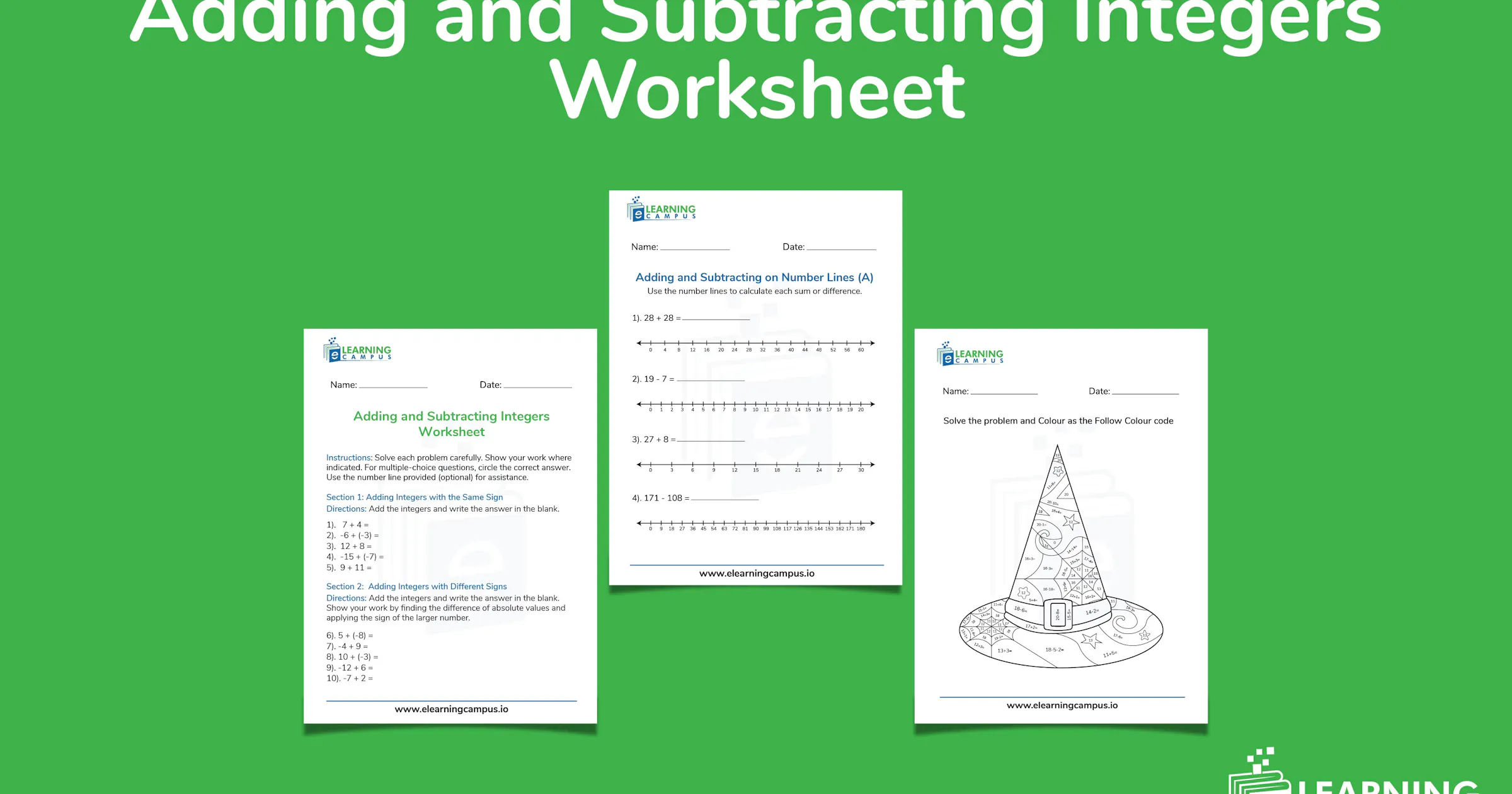Adding and Subtracting Integers Worksheet | Examples, Practice