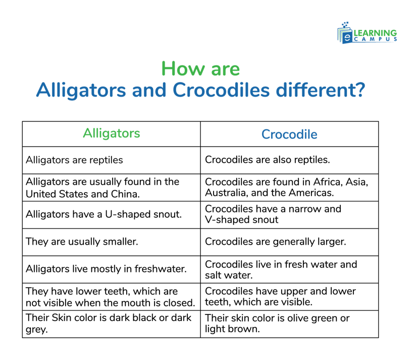 Difference between Alligators and crocodiles