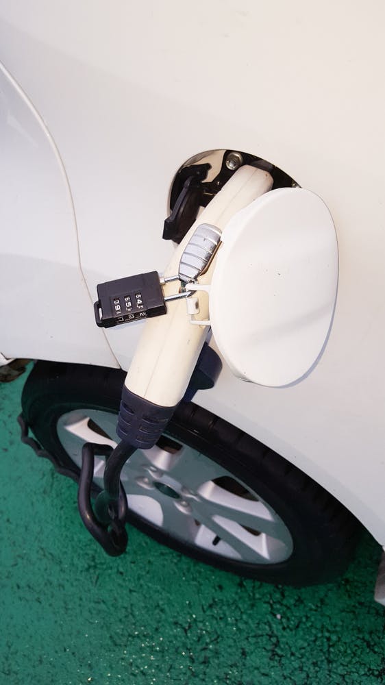 Padlock On Electric Vehicle Charger