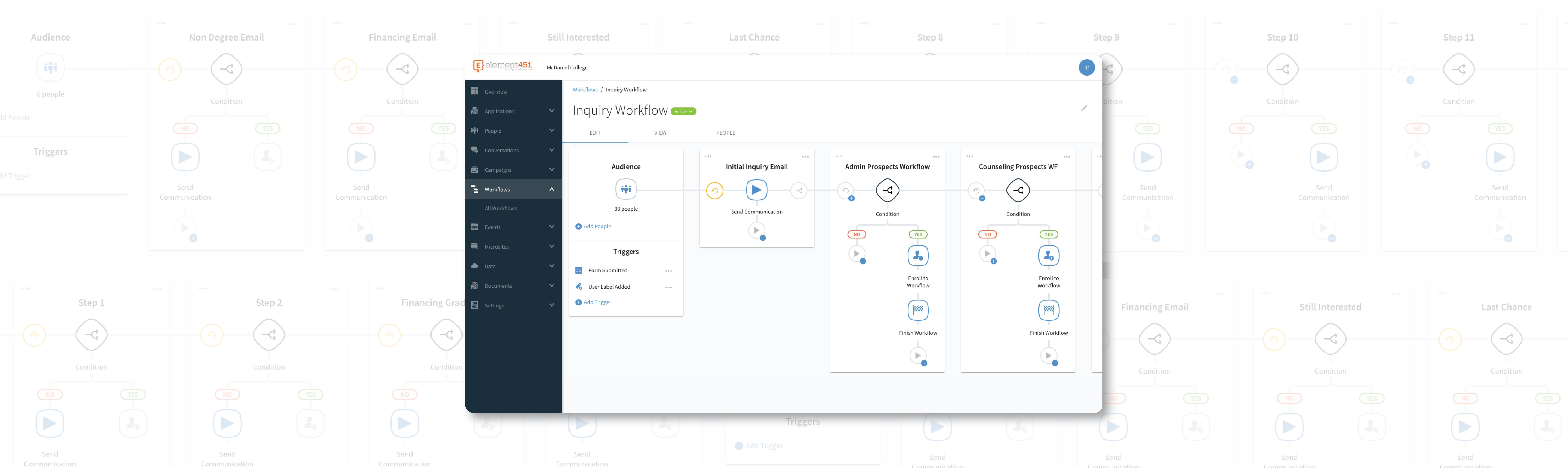 A screenshot of an inquiry workflow with Element.