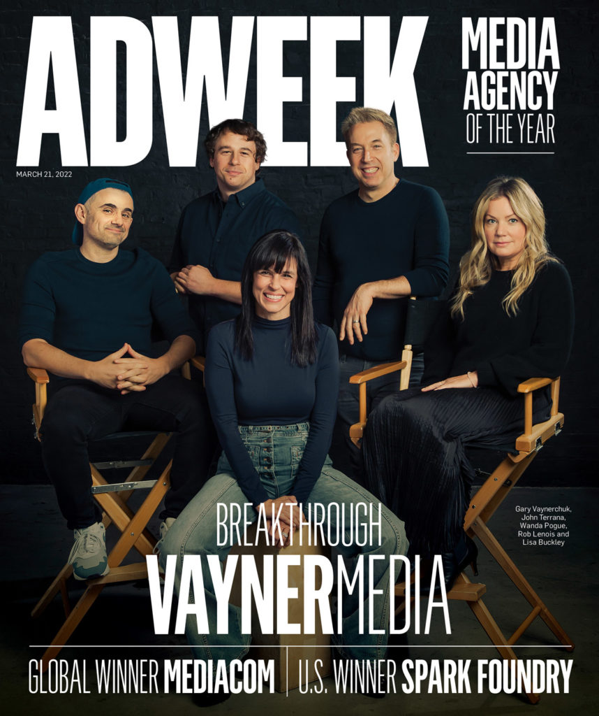 The cover of ADWEEK magazine featuring the leadership team at VaynerMedia including Wanda Pogue, Chief Strategy Officer and Engage Summit 2022 Keynote Speaker.