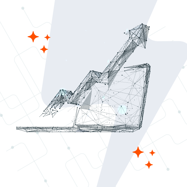 an image of a bar graph climbing higher exponentially to show productivity and growth
