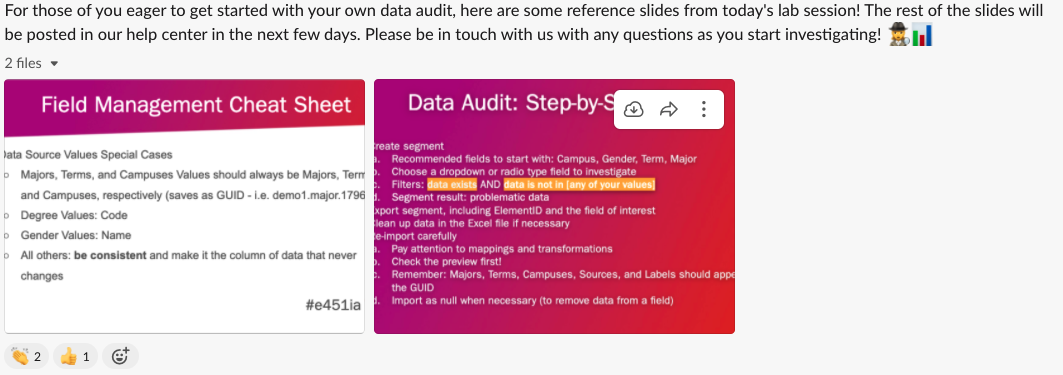 A screenshot of slides shared before an Intelligent Admissions conference session.