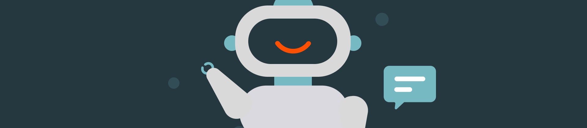 A robot with chat icons surrounding it. The words Learn More and the Element451 logo.