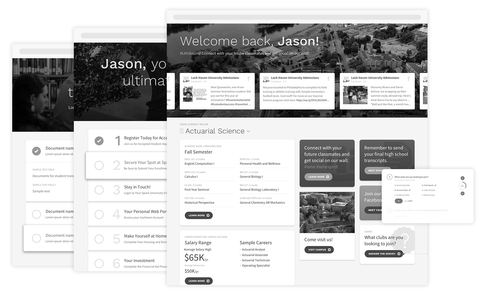 Example of the personalized microsite for each admitted student.