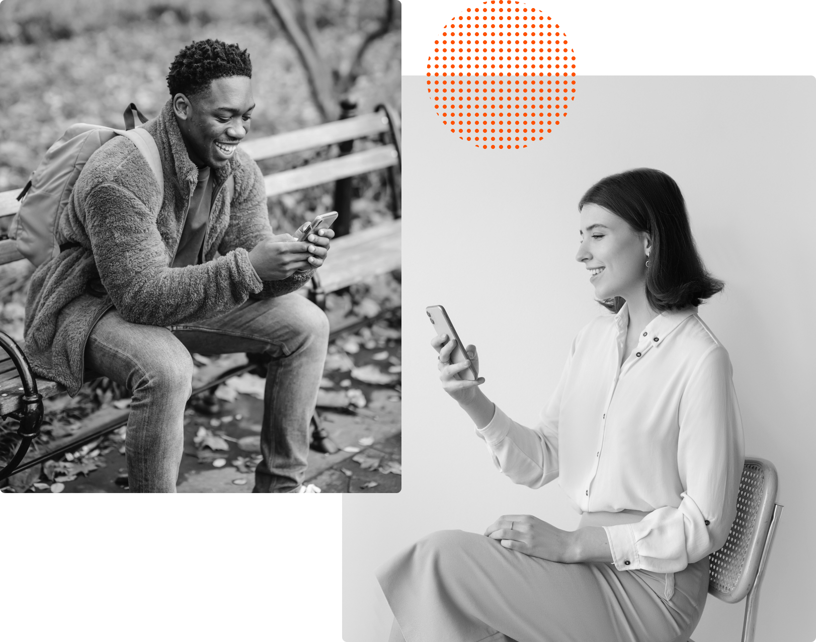 A student and counselor on phones communicating