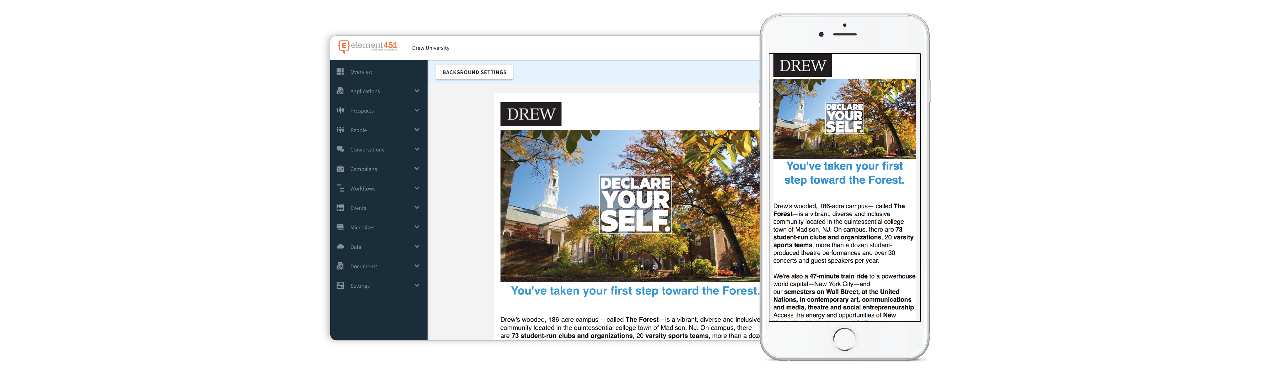 Screenshot of an email backend and frontend