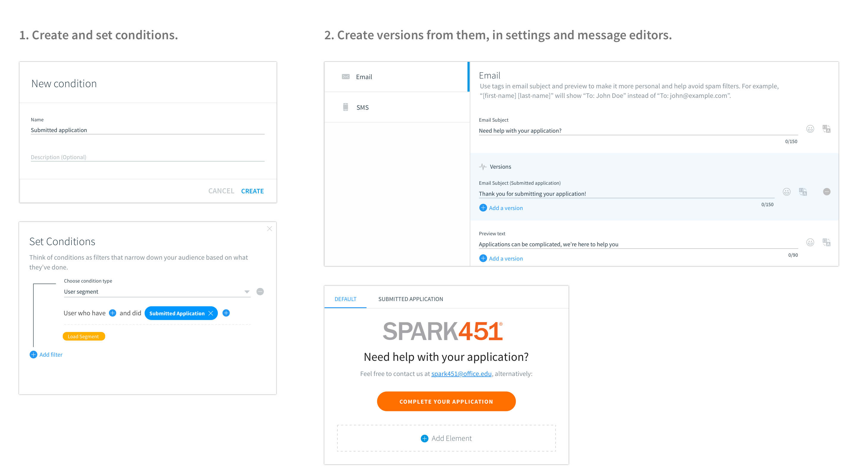 Graphical user interface of Element451 Campaigns