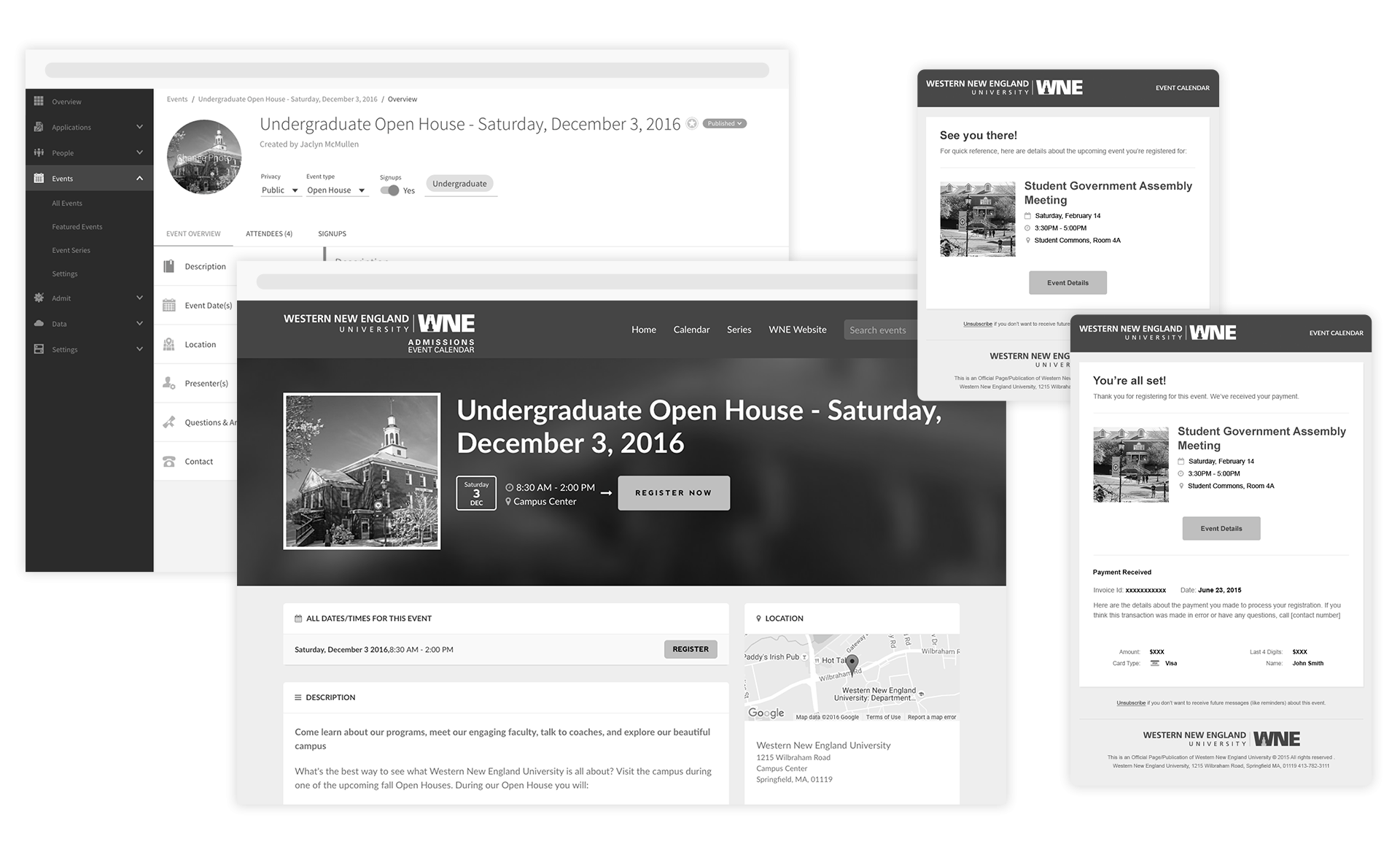 Example of the Events website.
