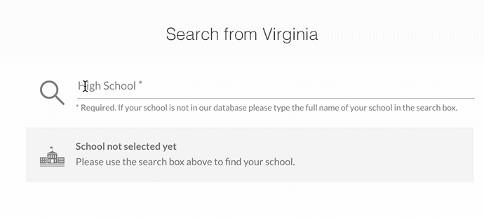 Gif searching for High School name in Virginia Element451