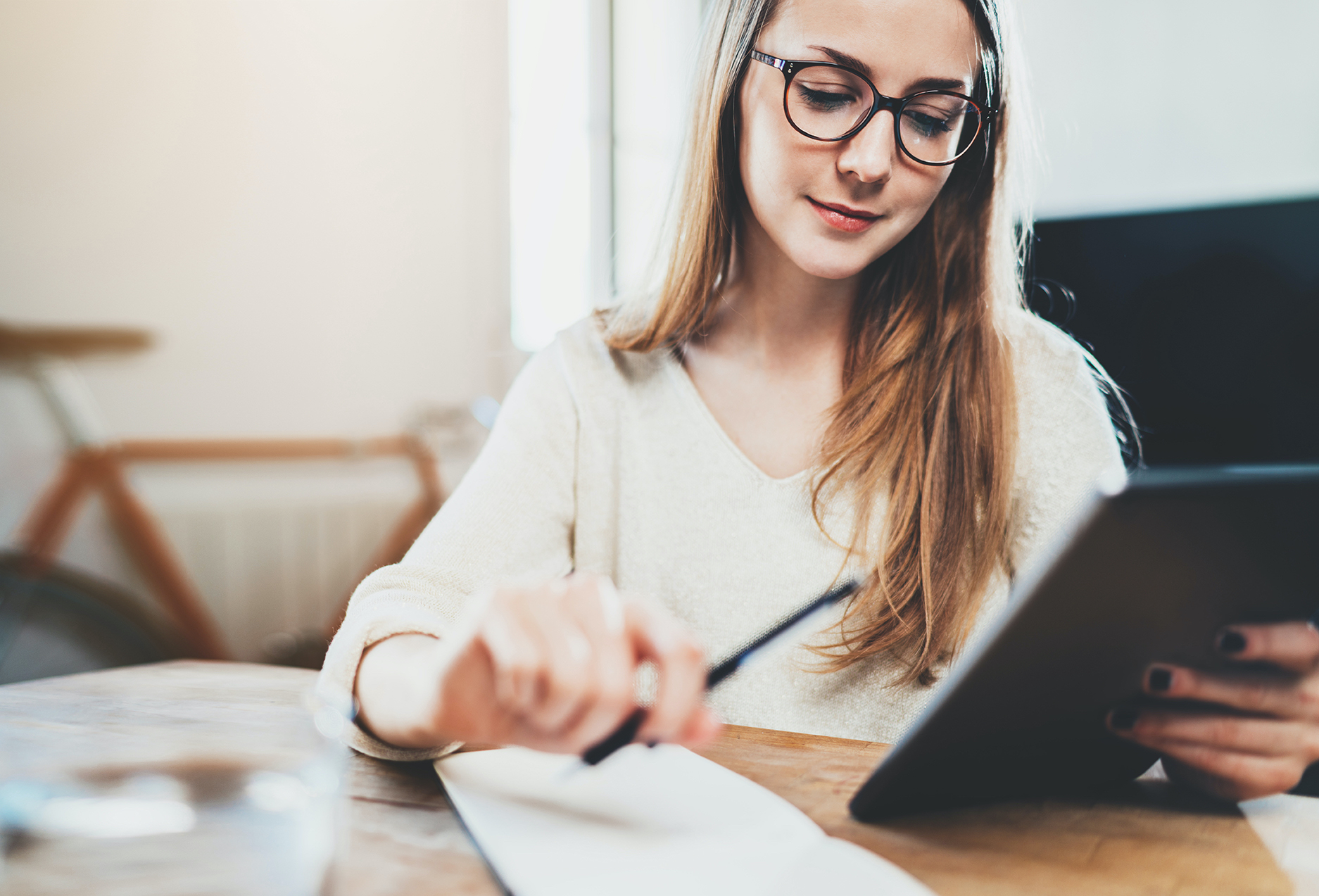 female student using a tablet