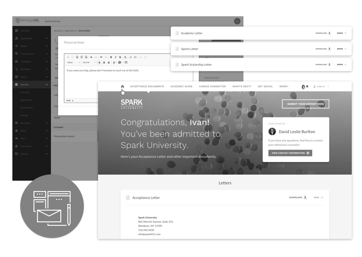 Awarding a college admissions package with Element451