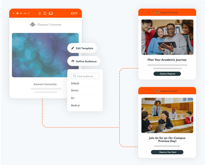 Example of a segmented communication workflow through Ignite