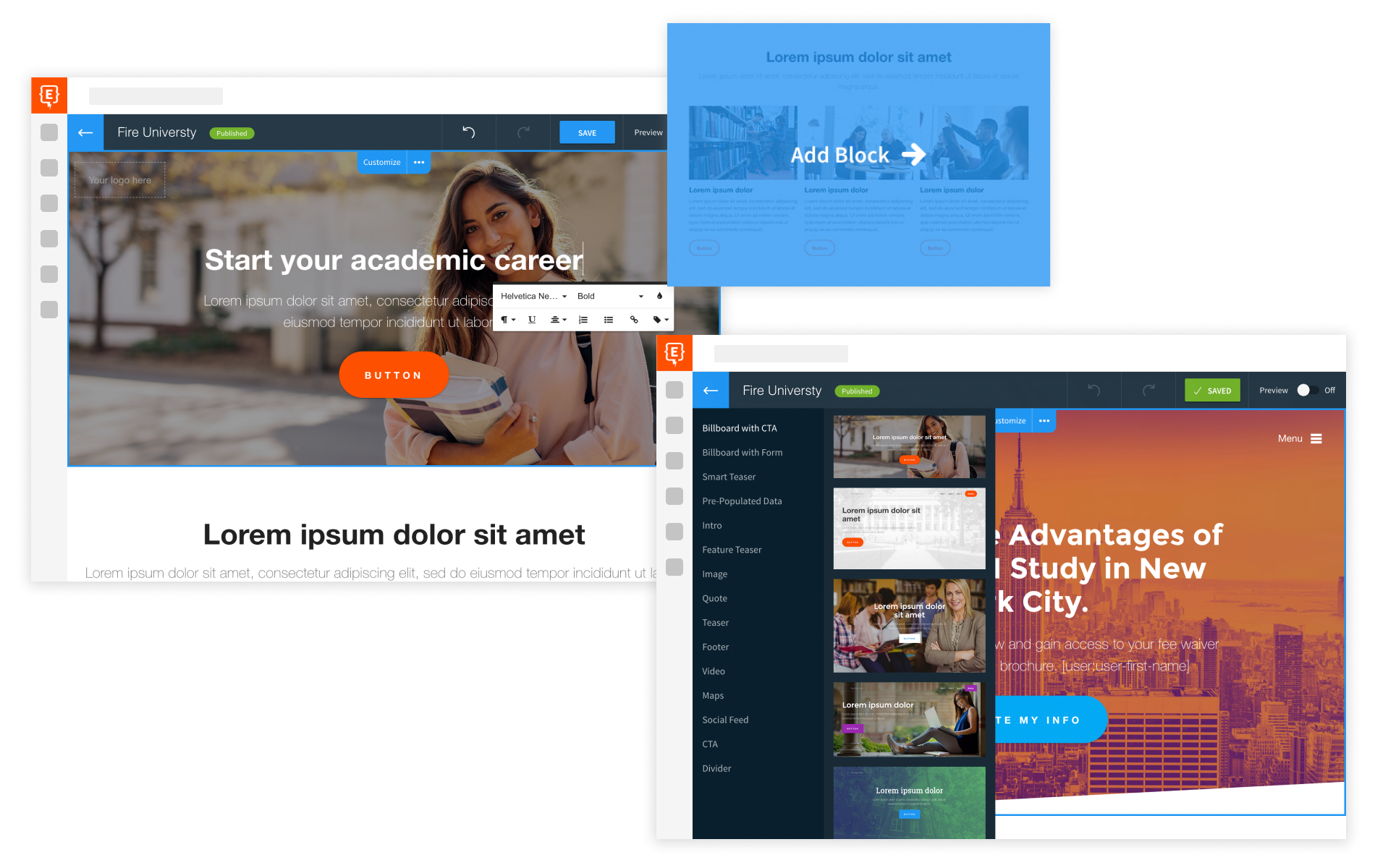 Screenshot of the Element page builder. 