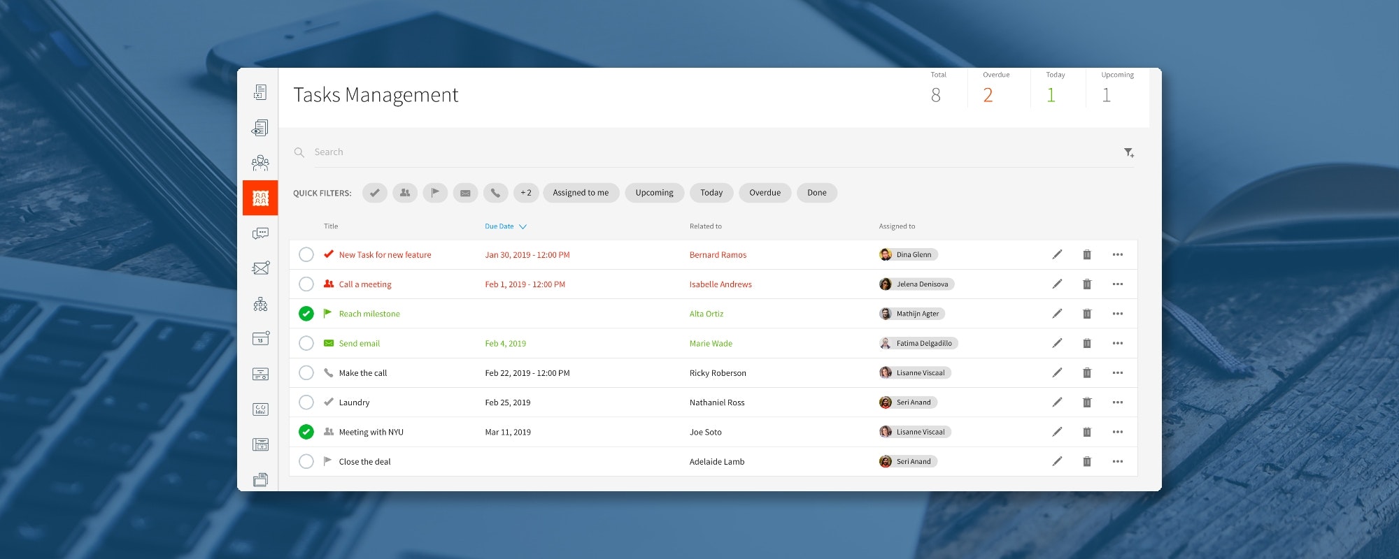 A screenshot of Villa Maria College's task management with Element.