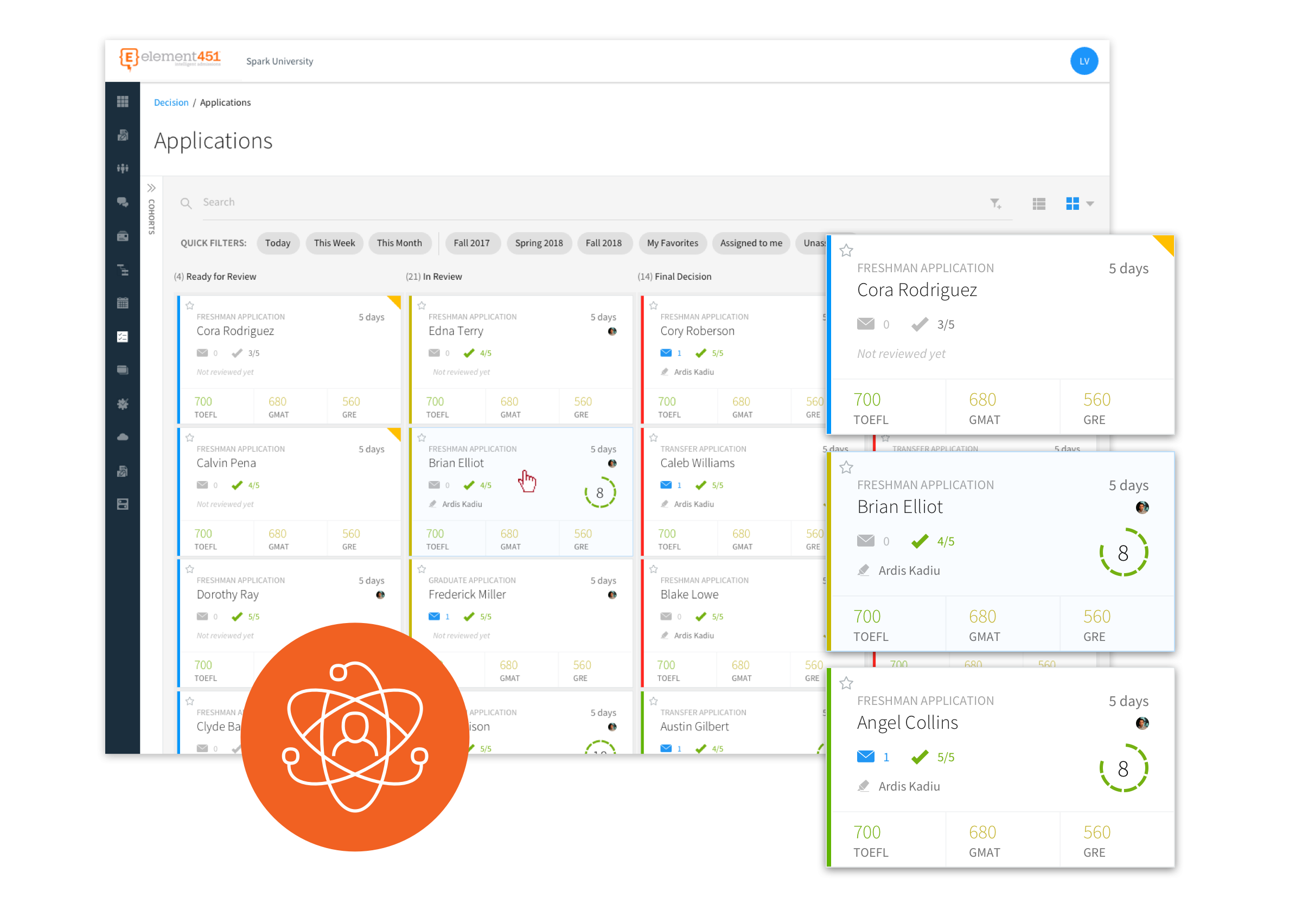 setting up application decision steps in Element451