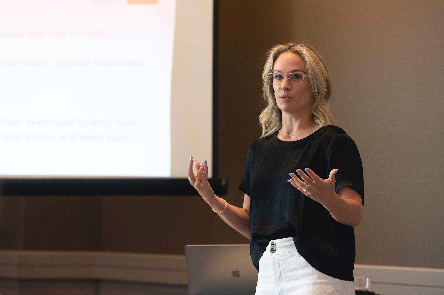 Element451 VP of Marketing and Demand Gen Mallory Willsea speaking at an event.