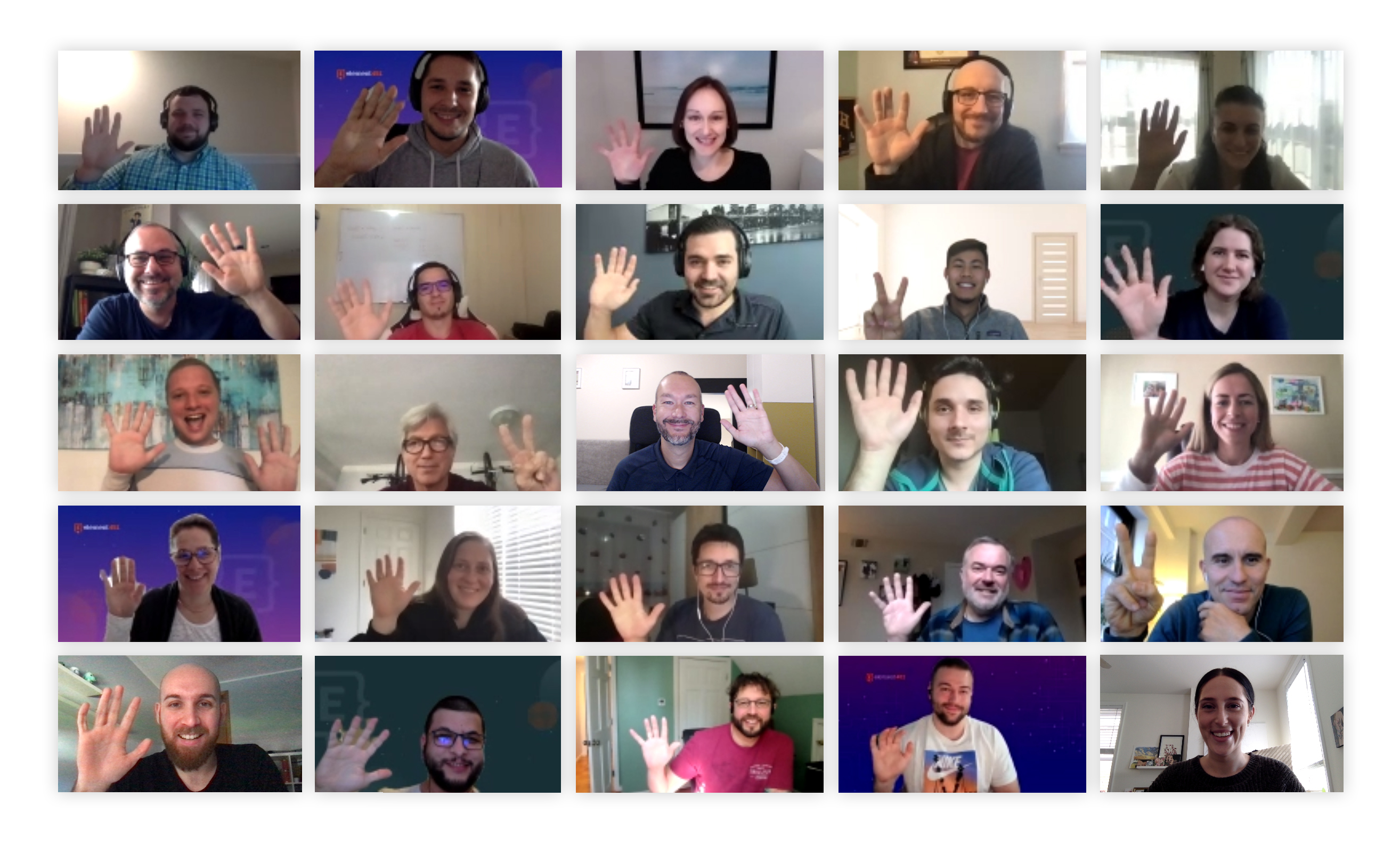 A screenshot of the Element451 team on a zoom meeting. The team is waving.