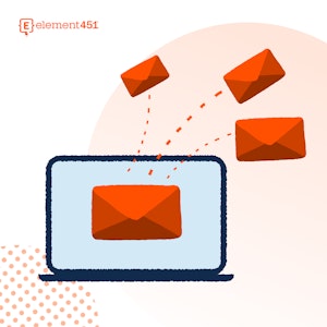 An image of a computer with four envelopes.