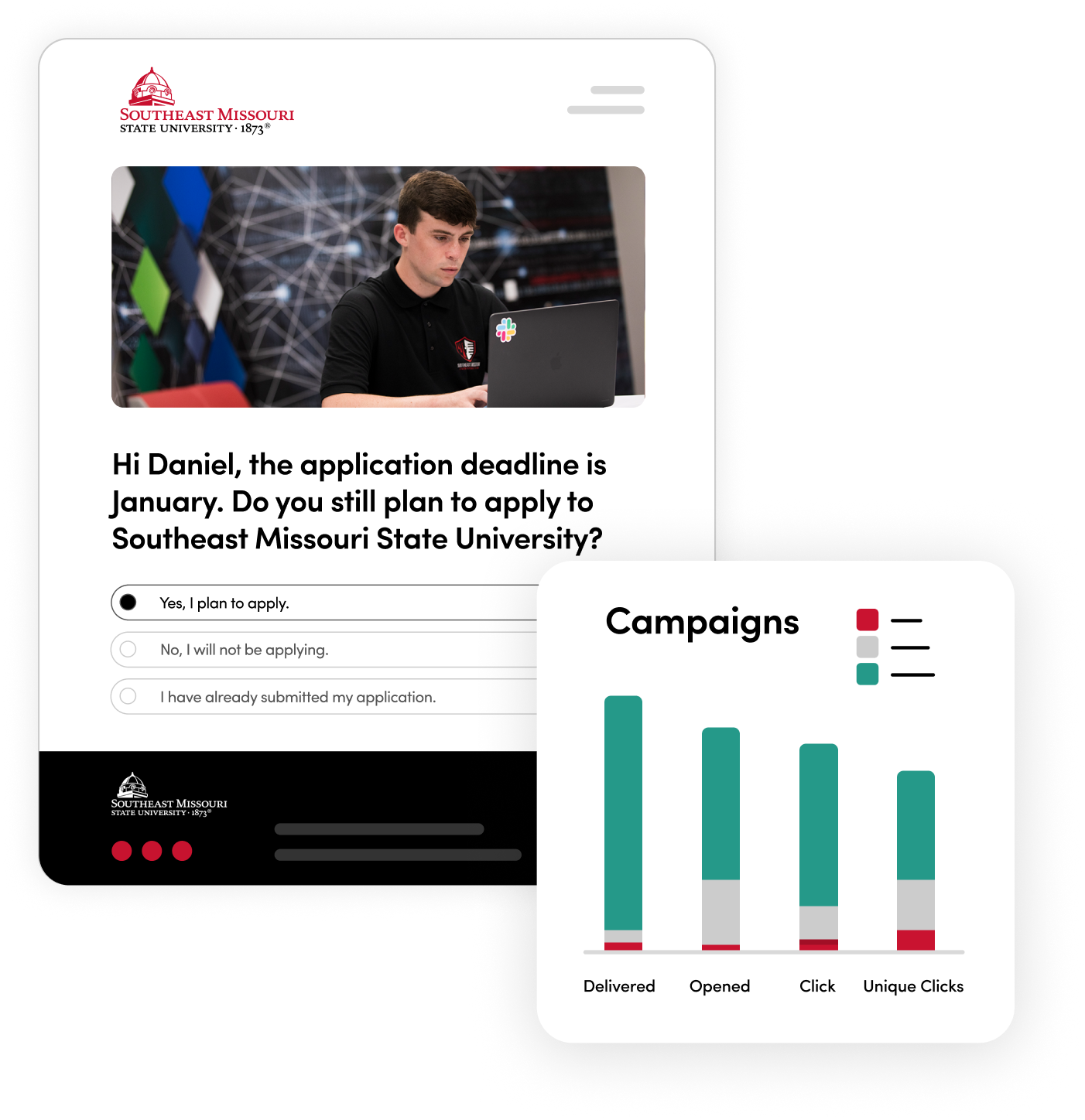 An email example from Element451 partner Southeast Missouri State University