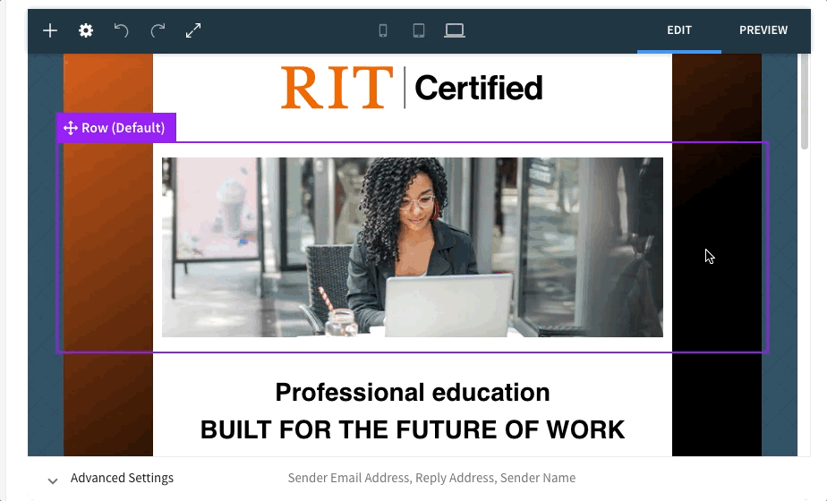 Gif of hyper personalization inside Element451's  email builder