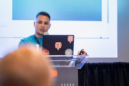 Chief Technology Officer Petar Djordjevic speaking at Engage Summit