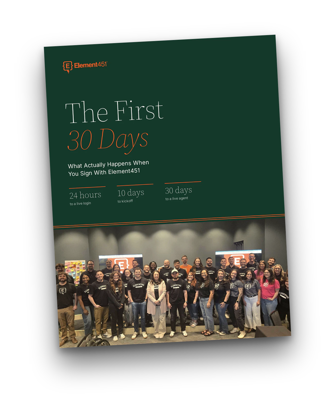 Cover of our guide, The First 30 Days: What Actually Happens When You Sign With Element451