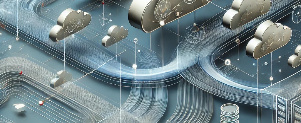 An abstract, modern illustration representing seamless data integration in higher education
