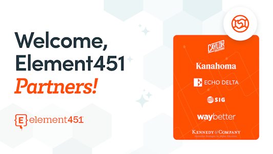 A graphic welcoming companies to the Element451 Partner Network.