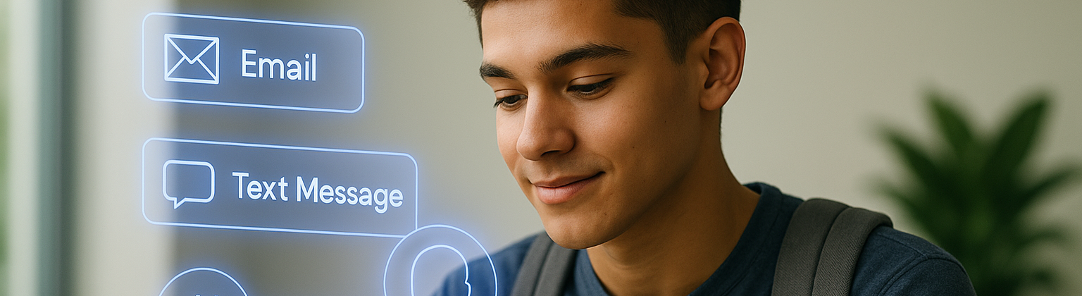 high school senior messaging with an ai agent on a smartphone