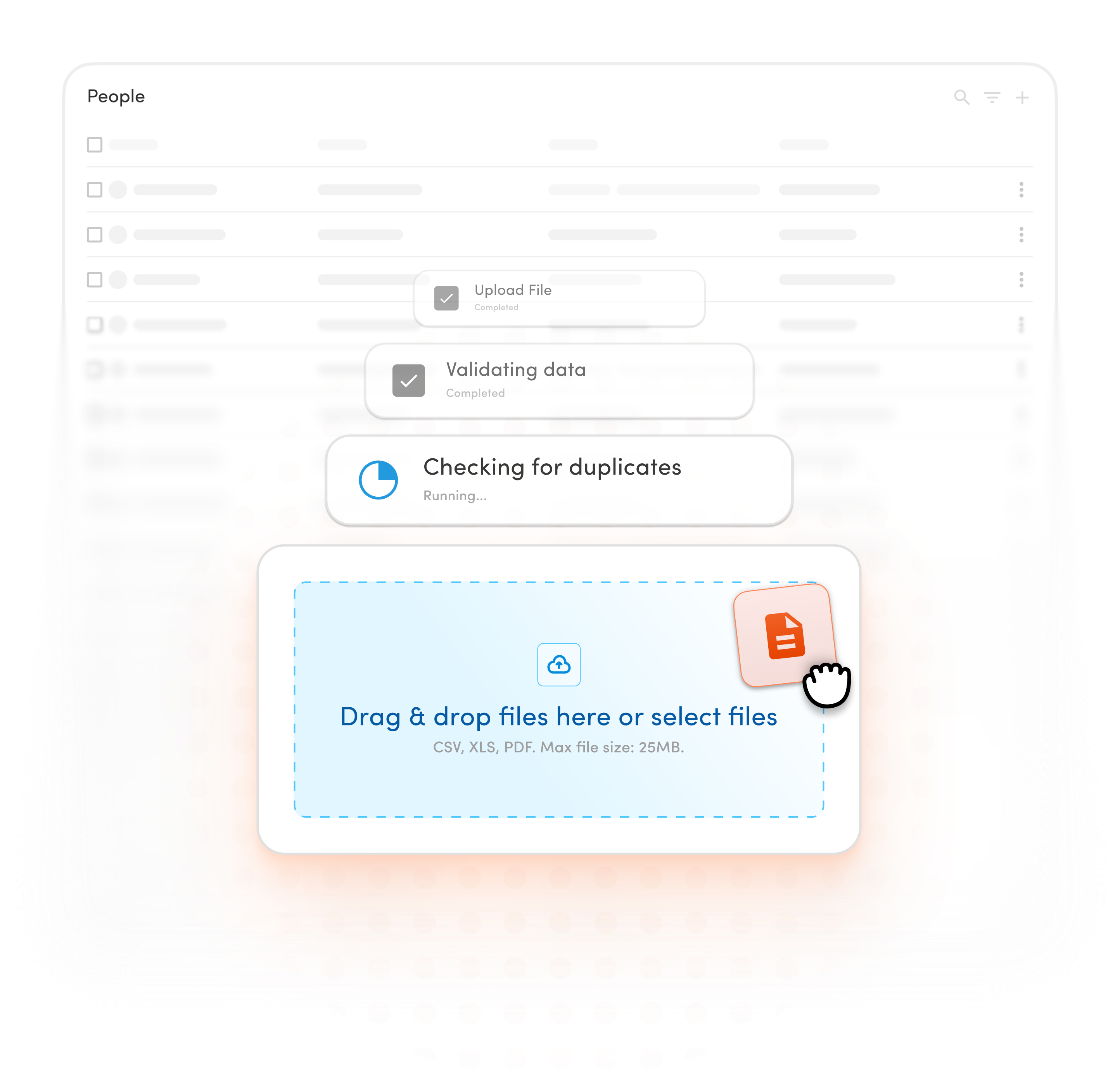 A graphic showing how you easily upload lists of students to Element451