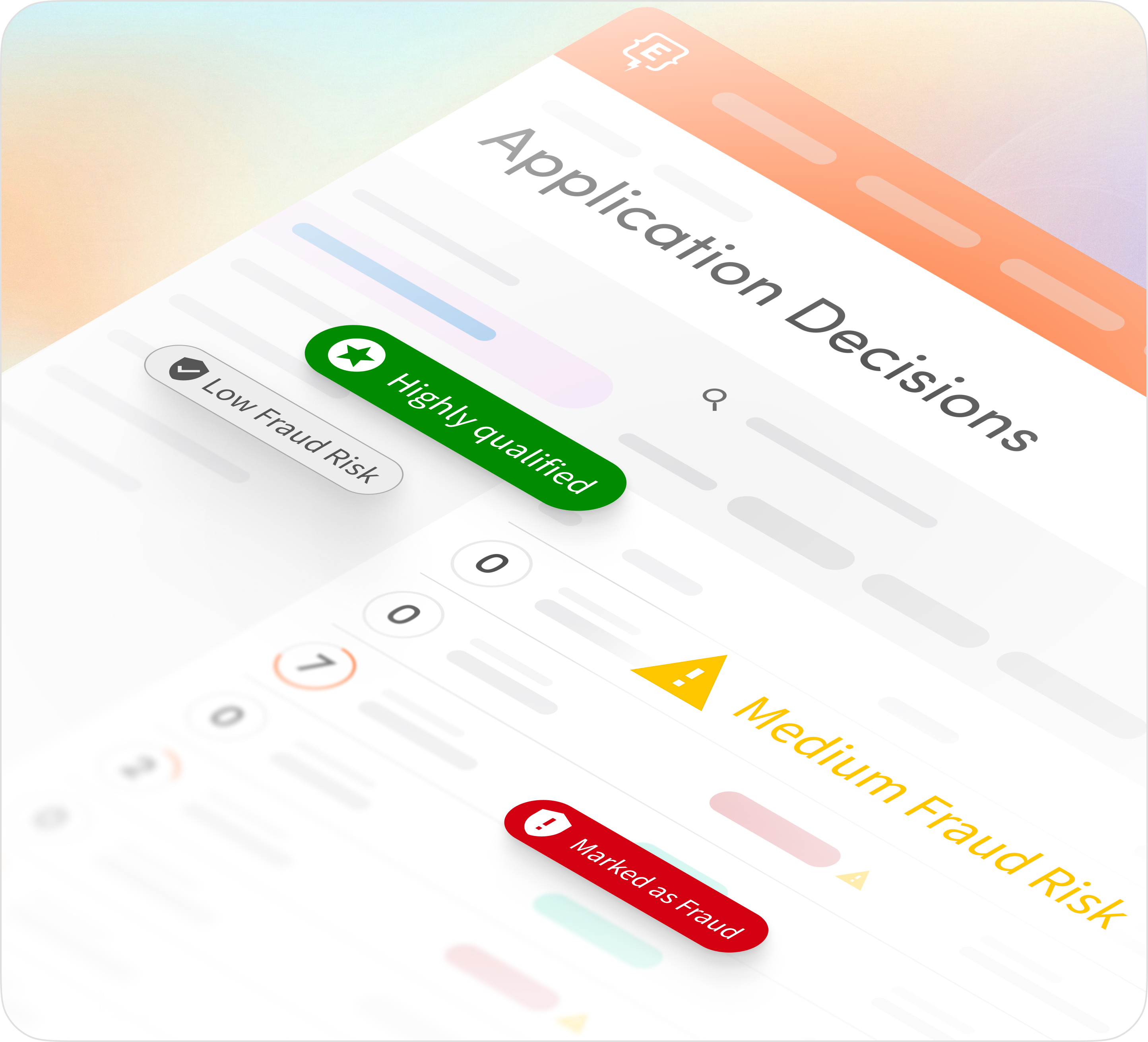 screens showing how to detect application fraud automatically in Element451