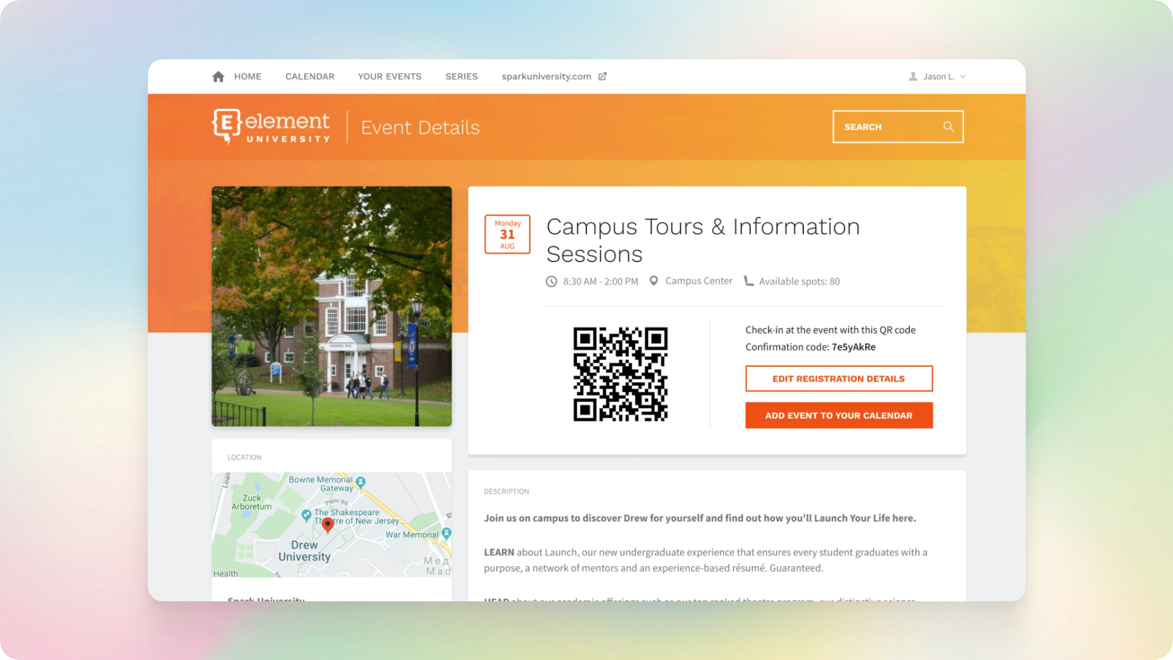 Event signup screen in Element451