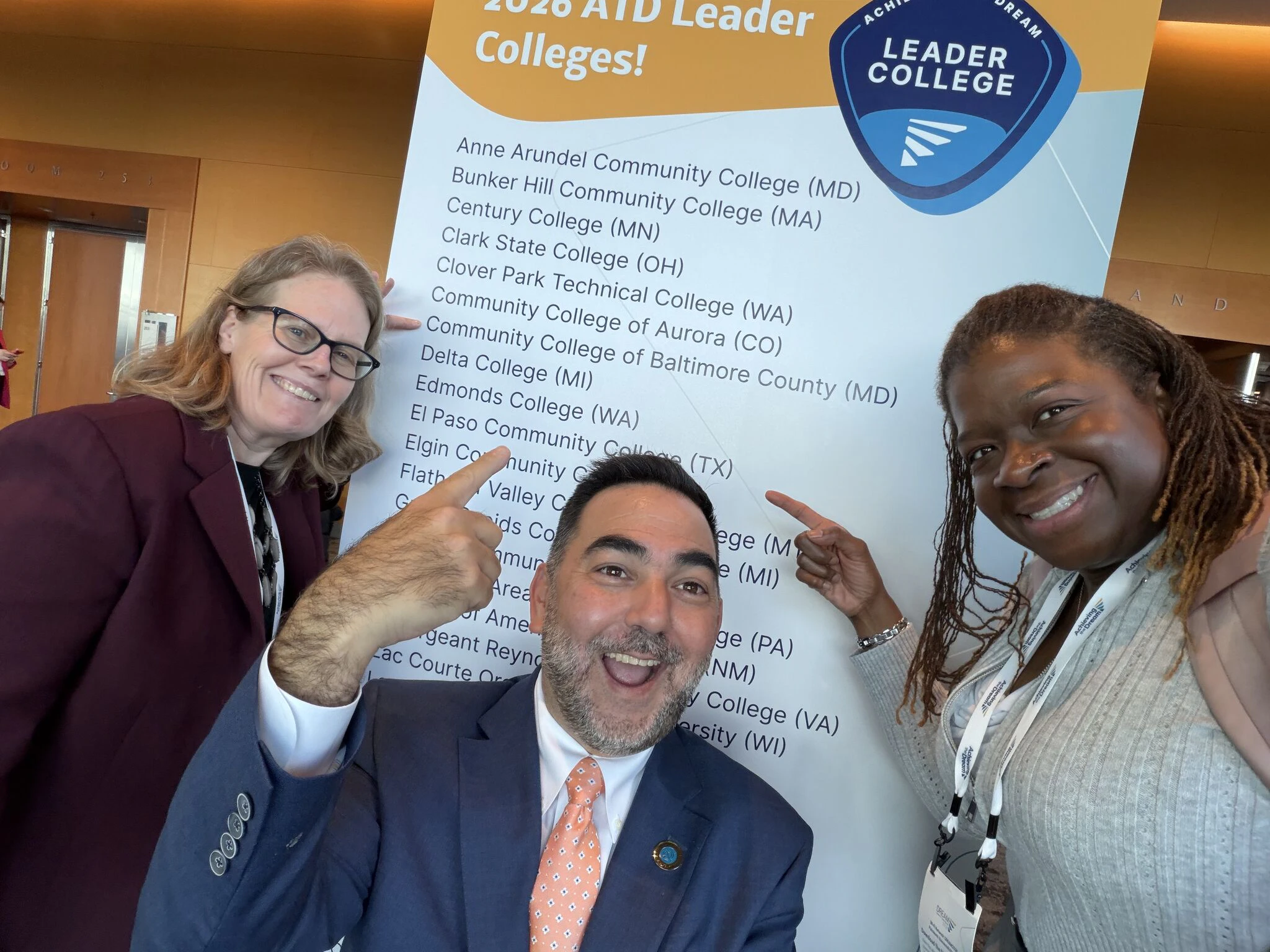 Community College of Baltimore County's team celebrates the 2026 ATD Leader College announcement at the DREAM 2026 Conference in Portland, Oregon.