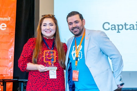 Courtney Skiles from TVCC with Ardis Kadiu at Engage Summit