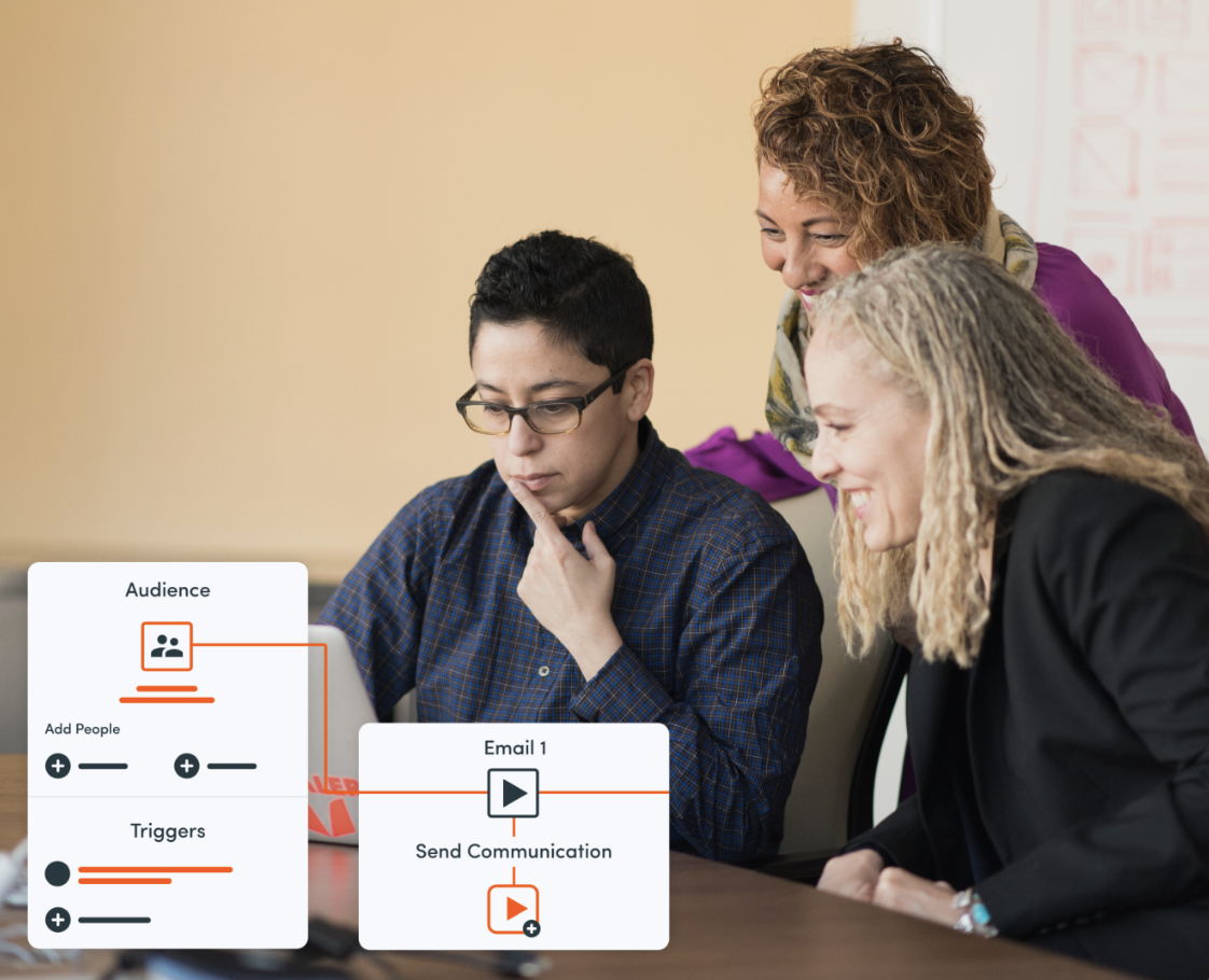 Staff members using Element451's new communication tool, Ignite