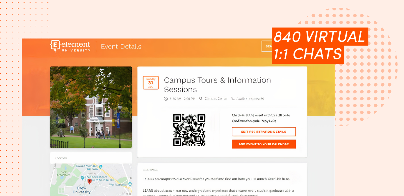 A screenshot of an Event page for SEMOs Campus Tours & Information Sessions.