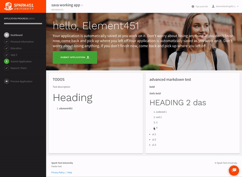 A gif showing the process of utilizing Flywire through the Element451 CRM