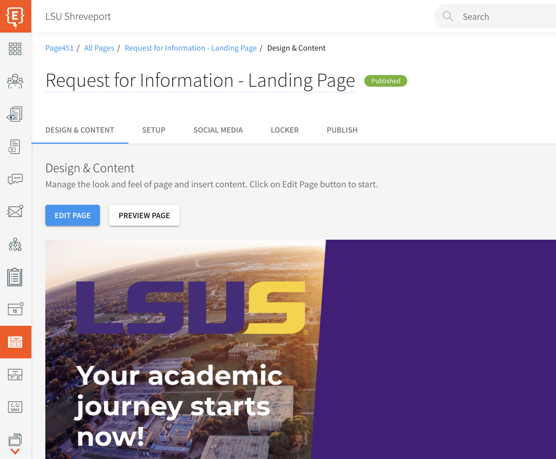 LSU Shreveport - Request for Information - Landing Page