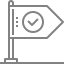 A logo with a finish-line flag.