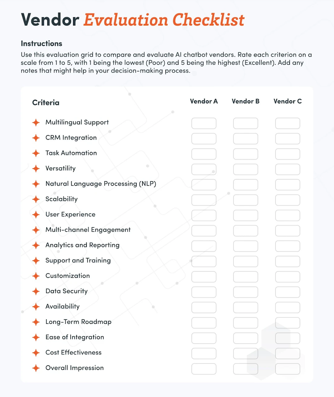 AI Chatbot Vendor Evaluation Checklist | Element451