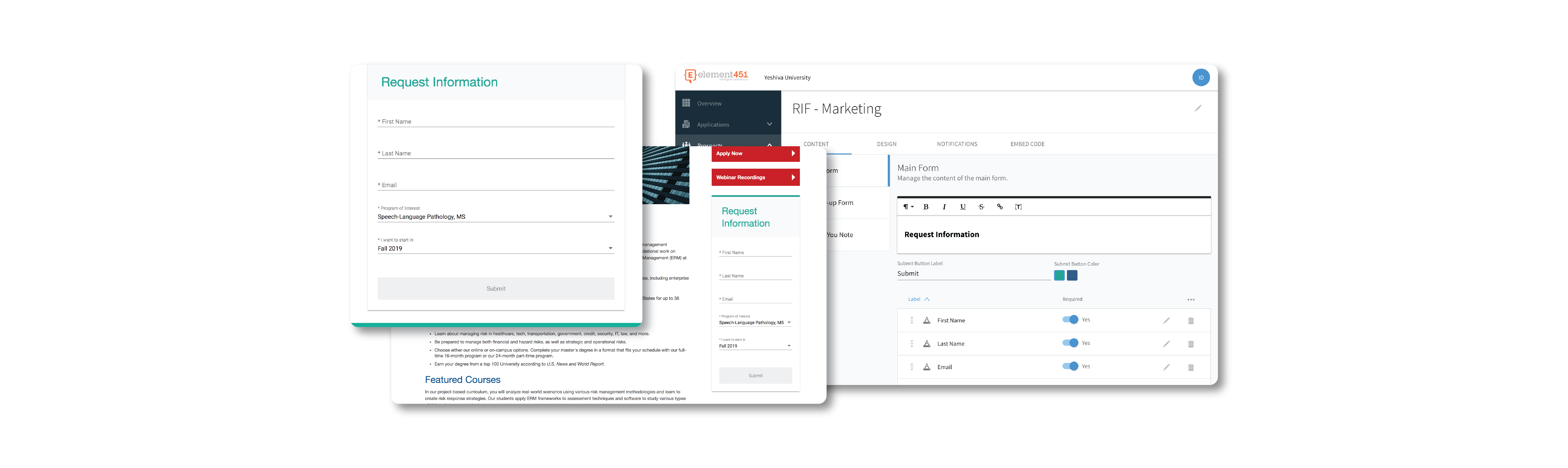Screenshots of a prospect form.