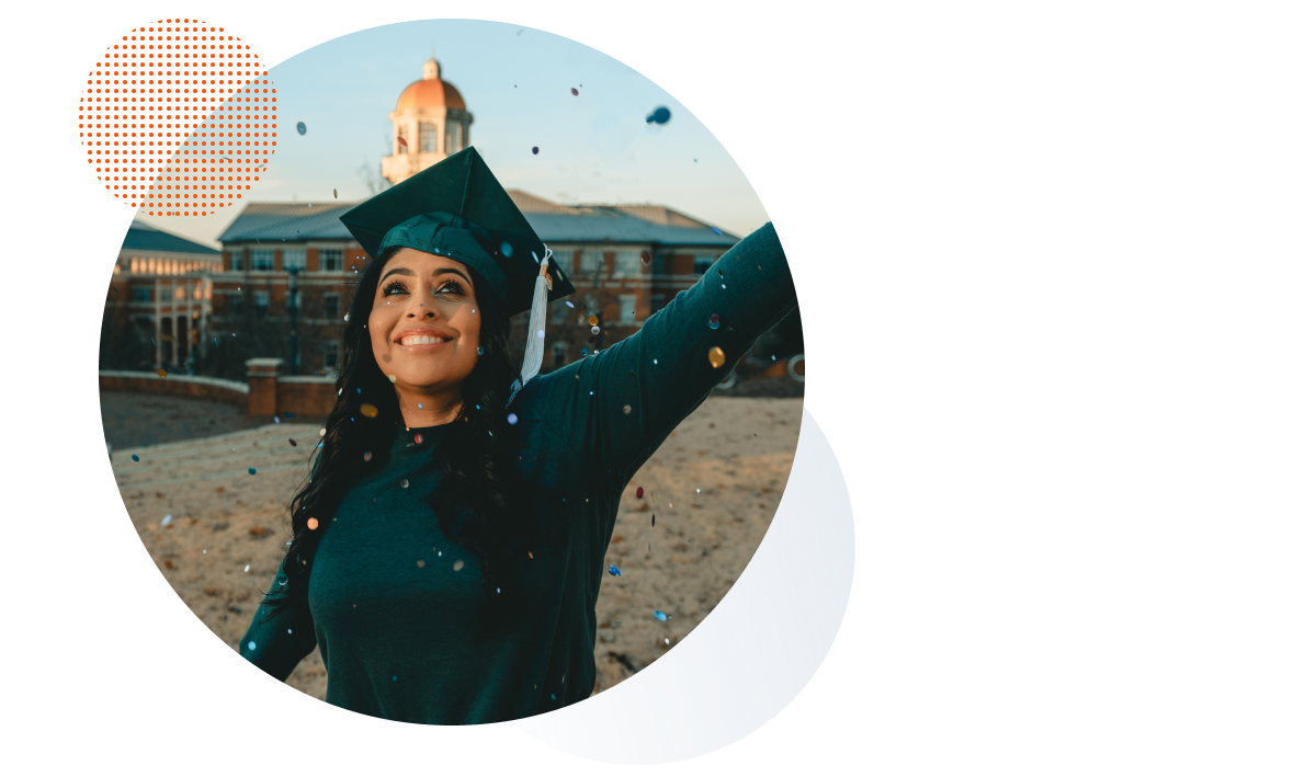 A college student celebrates graduation