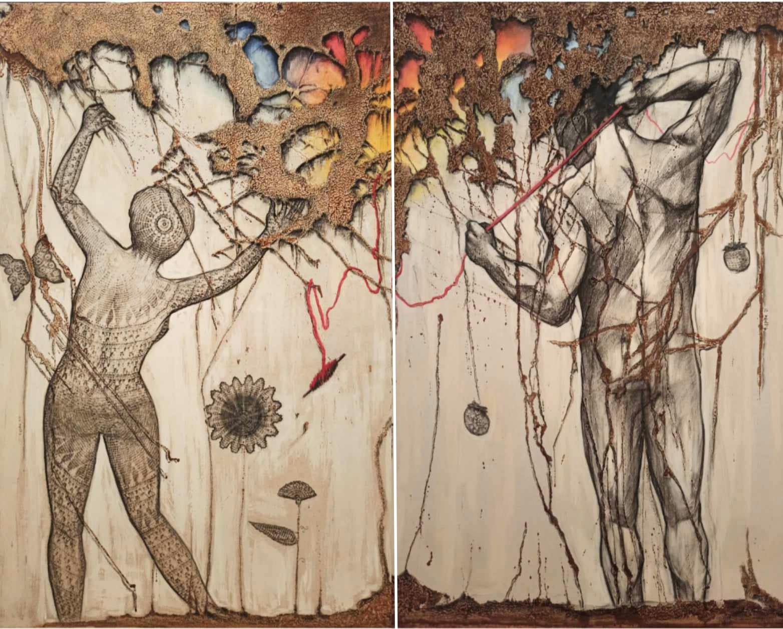 Elena Griva's painting – Clotho Lachisis before Atropos