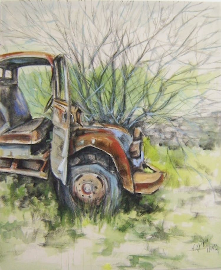 Elena Griva's painting – Agricultural car